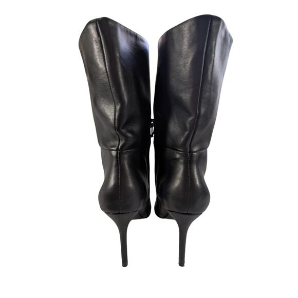 CHARLES DAVID! BLACK VEGAN LEATHER STILETTO, POINTY TOE, ZIP ANKLE BOOTS! SZ 8M - Picture 10 of 13